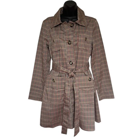 CAbi Houndstooth Sherlock Trench Coat Style# 3734 Sz M Excellent/Near New Sz M - Picture 1 of 12